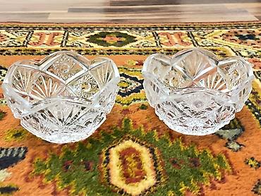 Konfet qabları: Kəsimli şüşə/kristal qab dəsti - 3 ədəd dekorativ şüşə/kristal qab - — 9