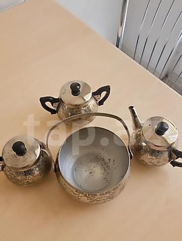 Çay dəsti, rəng - Gümüşü, Metal