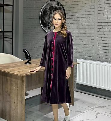 велюровый халат: Женский халат-рубашка из мягкого велюра - Материал: плотный — 4