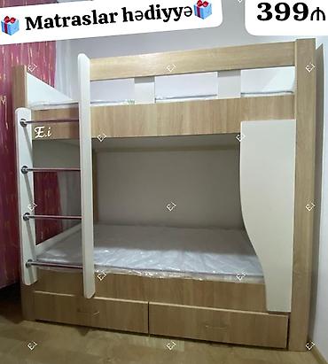 taxta ikimərtəbəli çarpayılar: Oğlan və qız üçün, Yeni, Çarpayı, Matras ilə, Siyirməli — 2