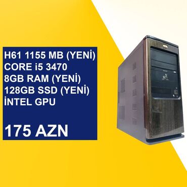 windows 7 qiymeti: Sistem Bloku "Qori DDR3 H61 1155 Core i5 3470” ⭐Tək Sistem Bloku – 175