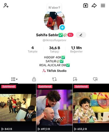 zirve iş merkezi: Məhsul: TikTok səhifəsi Xüsusiyyətlər: - İstifadəçi adı