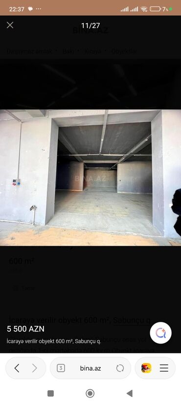 Binalar: İcarəyə obyekt – 600 m², Sabunçu q. - İki mərtəbəli, fasadı daş üzlü — 10