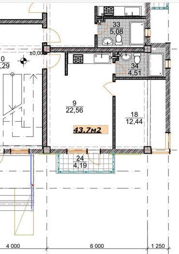 квартира за 30000 долларов: 1 комната, 44 м², Элитка, 3 этаж, ПСО (под самоотделку)