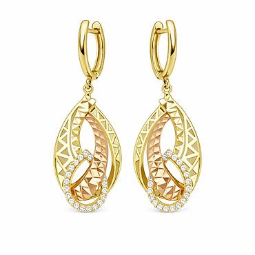 Серьги из золота 585 с цирконом — ADAMANT - Артикул: 28620 -