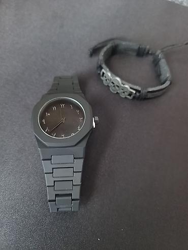 chopard qolbaq: Minimalist qara kişi saatı + aksesuar dəsti - Rəng: tam mat qara - — 1