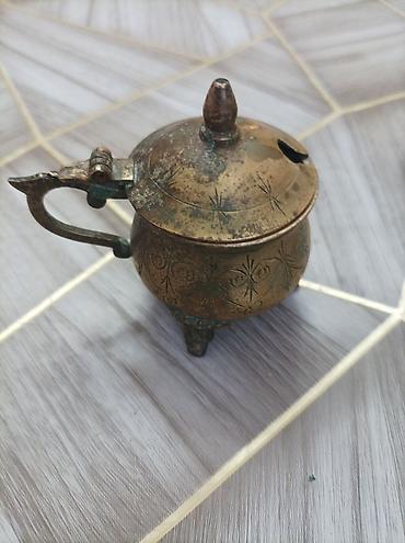 Qapaqlı bürünc şəkərqabı/ədviyyat qabı - Material: bürünc (üzərində