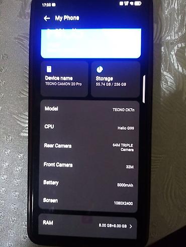 techno spark slim: Tecno Camon 20 Pro, 256 GB, Barmaq izi — 2