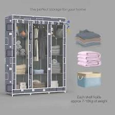 дешевый шкаф купе: LI MEI Storage Wardrobe – Model 68150 - Parça qapaqlı, metal borulu — 1