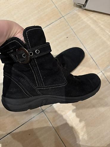 Сапоги: Qadın qış çəkmələri – qara rəng, zamşa material - Stil: kəmərli — 1