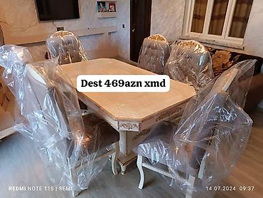 pastel dest: Yemək otağı üçün masa və stul dəsti - Komplekt: 1 ədəd düzbucaqlı — 1