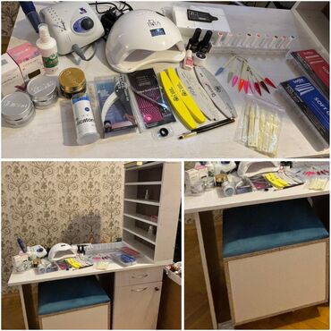 стол и табуретки для кухни: Manikur masasi,aparatlar ve levazimatlari,oturacaq bir yerde