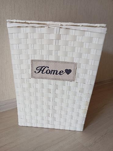 таг текстиль постельное белье: Плетёный бельевой короб «Home» - Цвет: белый, декоративная нашивка — 1