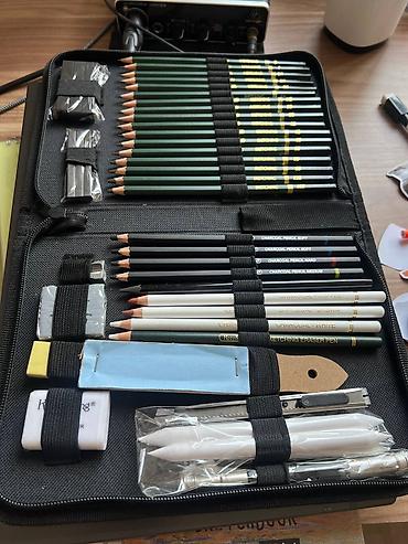 Masaüstü dəstlər: Rəssamlar üçün tam qrafit və kömür eskiz dəsti – fermuarlı çanta ilə — 3