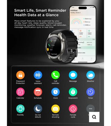 Smart saatlar: Smart saat, Joyroom, Suya davamlı, rəng - Gümüşü — 4