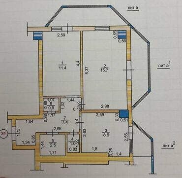 kurs.kg bishkek: 2 комнаты, 48 м², Индивидуалка, 9 этаж, Старый ремонт