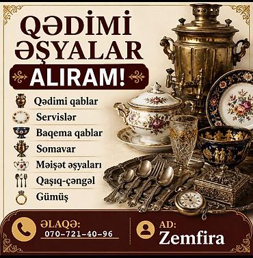 чайный сервис: Xidmət: Qədimi əşyaların alınması Alınan kateqoriyalar: - Qədimi — 1