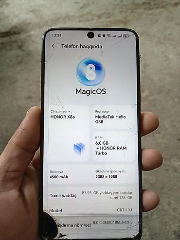 note 10 t: Honor X8a, 128 GB, rəng - Qara, Qırıq — 1