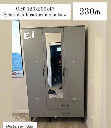 bar stoyka: Yeni, 3 qapılı, Güzgülü, Boz, Açılan, Düz dolab — 1