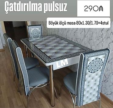 komputer stolustu: Mətbəx/dining dəsti – böyük ölçülü masa və 4 stul - Masa ölçüsü: 80 x — 1