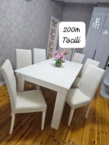 деревянный стол на кухню: Endirim olundu ❗Masa dəsti satılır 200₼. Heç bir problemi yoxdur.Ünvan