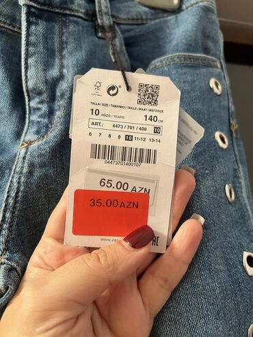 детские хлопковые футболки: Джинсы, Для девочек, 10 - 12 лет, Zara Kids