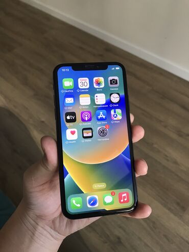 Apple iPhone: IPhone X, Б/у, 64 ГБ, Черный, Зарядное устройство, Защитное стекло, Чехол, 100 %