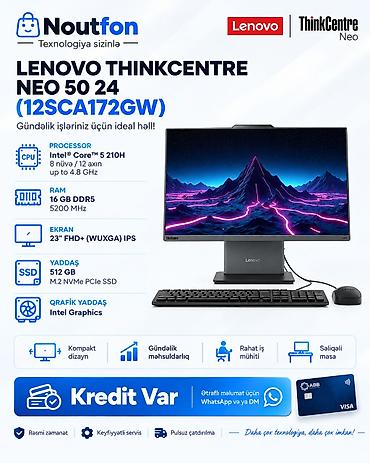 lenovo bakida: ◾ Model : Lenovo ThinkCentre Neo 50 24 ◾ Prosessor : İntel Core 5 — 1