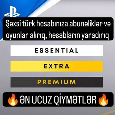 Oyun diskləri və kartricləri: ✅ Rəsmi olaraq şəxsi türk hesabınıza PlayStation Plus, EA Play