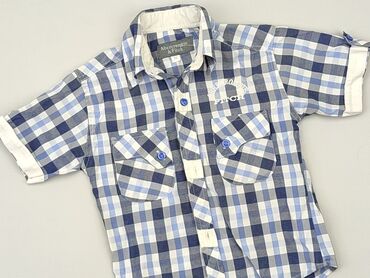 koszula lniana wólczanka: Shirt 1.5-2 years, condition - Good, pattern - Cell, color - Blue