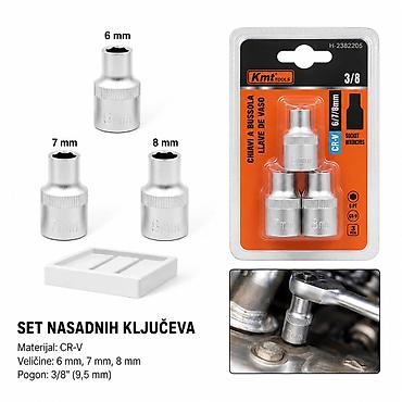 KMT 3/8 kratka utičnica – set nasadnih ključeva (SKU: 2382205) -