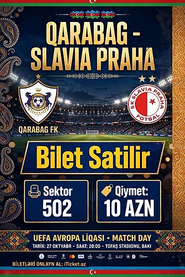 online operator isi: Qarabağ FK – Slavia Praha oyunu üçün bilet - Yarış: UEFA Avropa — 1