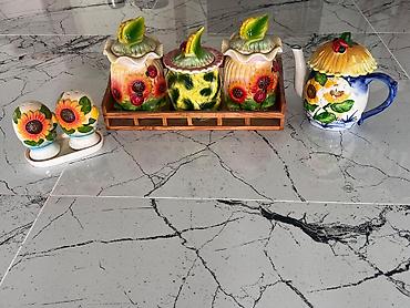 bambuk yorgan: Çay dəsti, rəng - Sarı, Keramika — 1