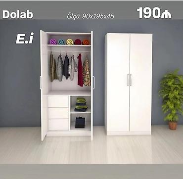 mini skaf: Dolab – 2 qapılı, ağ rəng Ölçü: 90×195×45 sm Qiymət: 190 ₼ — 1