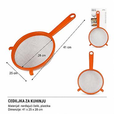 Ostala kuhinjska oprema: KMT Style aluminijumska cediljka sa drškom – mrežica sa drvenim štapom — 1