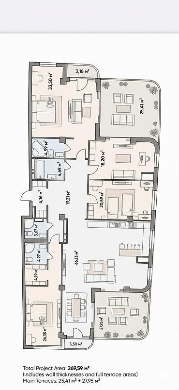 пентхаус ош: 6 комнат и более, 270 м², Орто-Сай с. Элитка, 9 этаж — 5