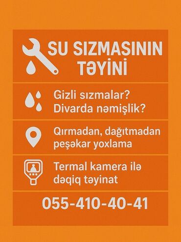 Santexnik işləri: Su sızmalarının təyini xidməti təklif olunur. Gizli sızmalar və