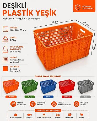 Digər mağaza avadanlığı: Plastik yeşik(tara,sebet,yesik,qutu) istehsalı. ölçülər 60/40/10sm -da lalafo.az — 22 Digər mağaza avadanlığı: Plastik yeşik(tara,sebet,yesik,qutu) istehsalı. ölçülər 60/40/10sm — 22
