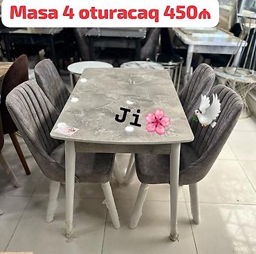 Mətbəx üçün, Yeni, Açılmayan, Dördbucaq masa, 4 stul