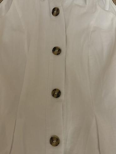 espadril: Ağ rəngli qadın paltar/köynək-don - Model: yaxalı, qolsuz, ön hissəsi — 1