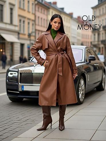 Плащи: Длинный женский тренч из гладкой эко‑кожи в тёплом — 2