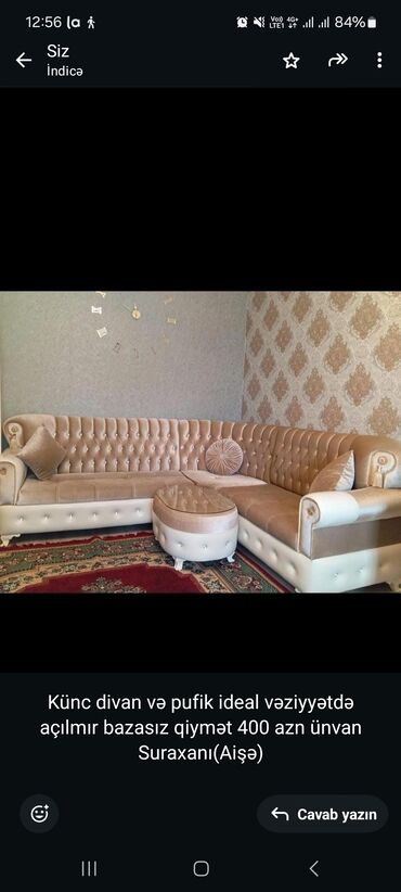 Mətbəx mebeli: Künc divan, İşlənmiş, Açılmayan, Bazasız, Çatdırılma yoxdur