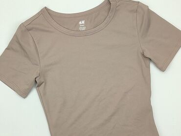 t shirty beżowe damskie: T-shirt, H&M, XS, stan - Bardzo dobry