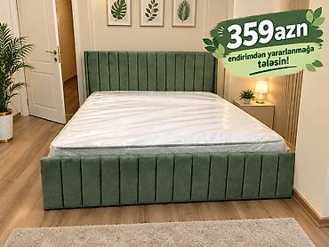 Çarpayılar: Mebel kateqoriyası: Yumşaq çarpayı - Model: Yaşıl rəngli, dik kanallı — 1