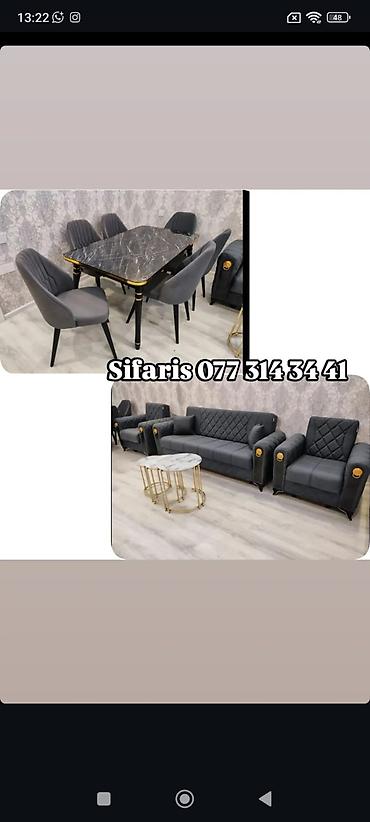 masa oturacaqlar: Mebel dəsti – qonaq otağı və yemək otağı üçün - Qonaq otağı dəsti: 3 — 1