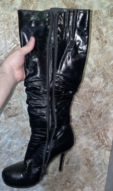 Çəkmələr: Qadın dəri çəkmə! – Calipso Vivace - Rəng: qara, parlaq fakturalı. - — 4