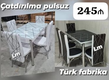 metbext stol stul: Для кухни, Новый, Квадратный стол, 4 стула, Турция