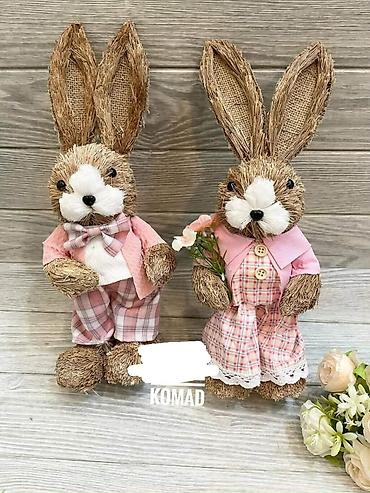 Figure: Dekorativni zeka figure – par - Materijal: prirodna vlakna/rašćka — 4