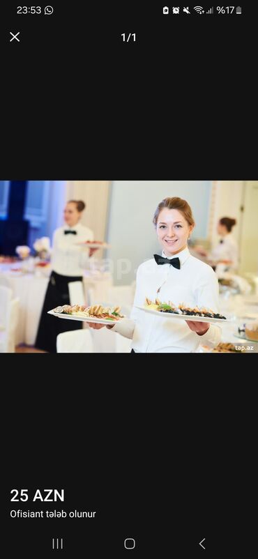 работа в оше официант: Ofisiant tələb olunur, Kafe, Həftəlik ödəniş, İstənilən yaş, 1 ildən az təcrübə