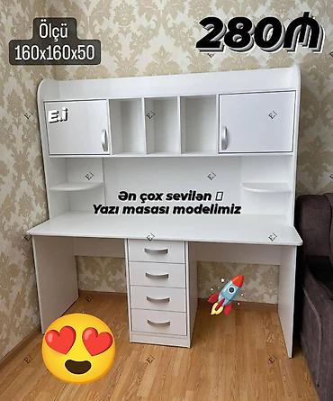 kompüter stol: Yazı masası – ən çox sevilən model Ölçü: 160 x 160 x 50 sm Rəng: Ağ — 1